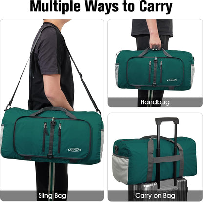 40L/65L Foldable Travel Duffle Bag Packable Weekender Bag | Water Resistant Nylon, Carry On Size Duffel, for Travel or Overnight Weekender Trip, for Gym or Sports, for Men Women