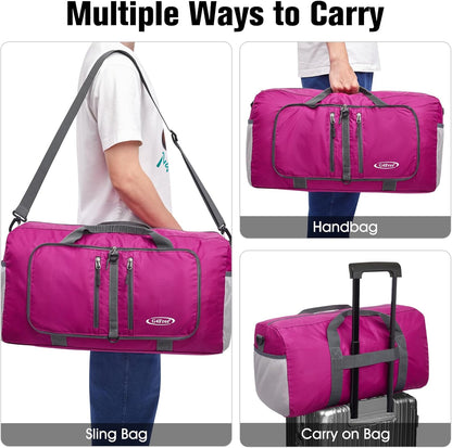 40L/65L Foldable Travel Duffle Bag Packable Weekender Bag | Water Resistant Nylon, Carry On Size Duffel, for Travel or Overnight Weekender Trip, for Gym or Sports, for Men Women