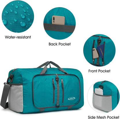 40L/65L Foldable Travel Duffle Bag Packable Weekender Bag | Water Resistant Nylon, Carry On Size Duffel, for Travel or Overnight Weekender Trip, for Gym or Sports, for Men Women