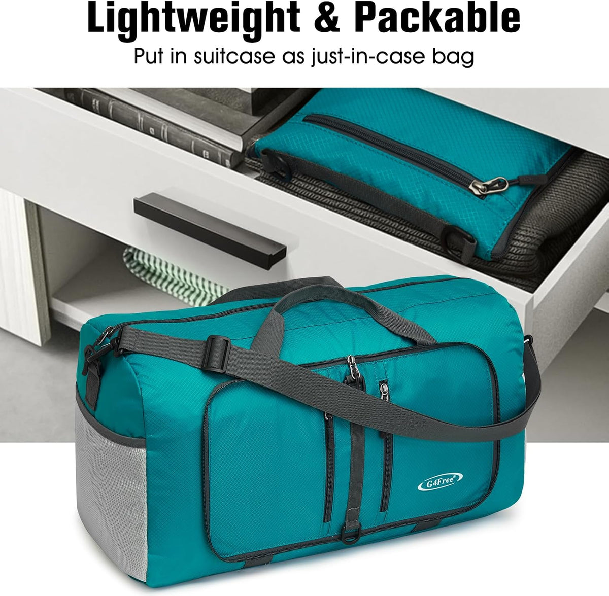 40L/65L Foldable Travel Duffle Bag Packable Weekender Bag | Water Resistant Nylon, Carry On Size Duffel, for Travel or Overnight Weekender Trip, for Gym or Sports, for Men Women