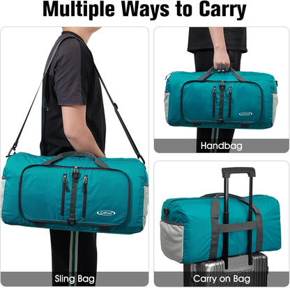 40L/65L Foldable Travel Duffle Bag Packable Weekender Bag | Water Resistant Nylon, Carry On Size Duffel, for Travel or Overnight Weekender Trip, for Gym or Sports, for Men Women
