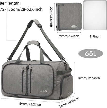 40L/65L Foldable Travel Duffle Bag Packable Weekender Bag | Water Resistant Nylon, Carry On Size Duffel, for Travel or Overnight Weekender Trip, for Gym or Sports, for Men Women