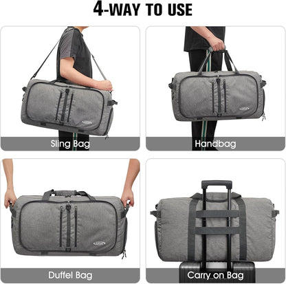 40L/65L Foldable Travel Duffle Bag Packable Weekender Bag | Water Resistant Nylon, Carry On Size Duffel, for Travel or Overnight Weekender Trip, for Gym or Sports, for Men Women