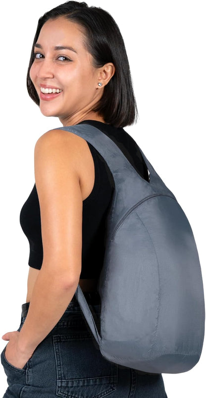 Daypack - Ultralight 16L Foldable Travel & Hiking Backpack, Reusable, Packable, Collapsible Bag for Men & Women (Gray)