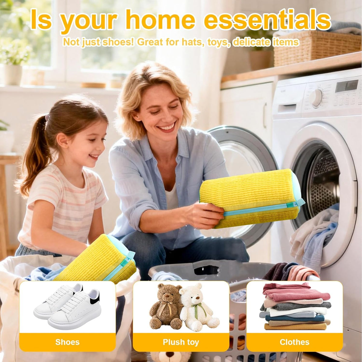 – Reusable Laundry Shoe Bag for Sneakers, Running Shoes & White Shoes, Helps Protect Against Deformation, Scratches & Washer Damage(Yellow 2pcs)