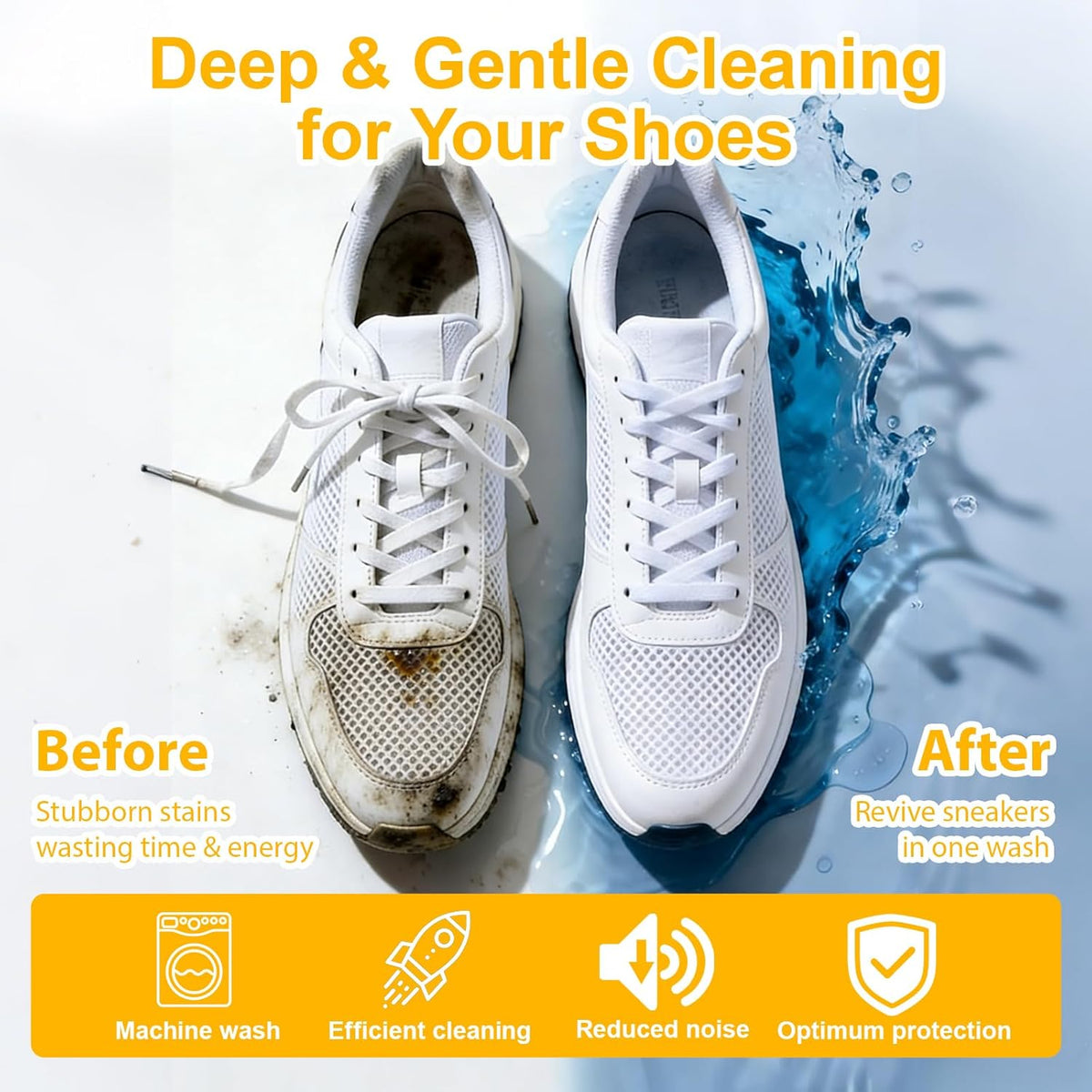 – Reusable Laundry Shoe Bag for Sneakers, Running Shoes & White Shoes, Helps Protect Against Deformation, Scratches & Washer Damage(Yellow 2pcs)