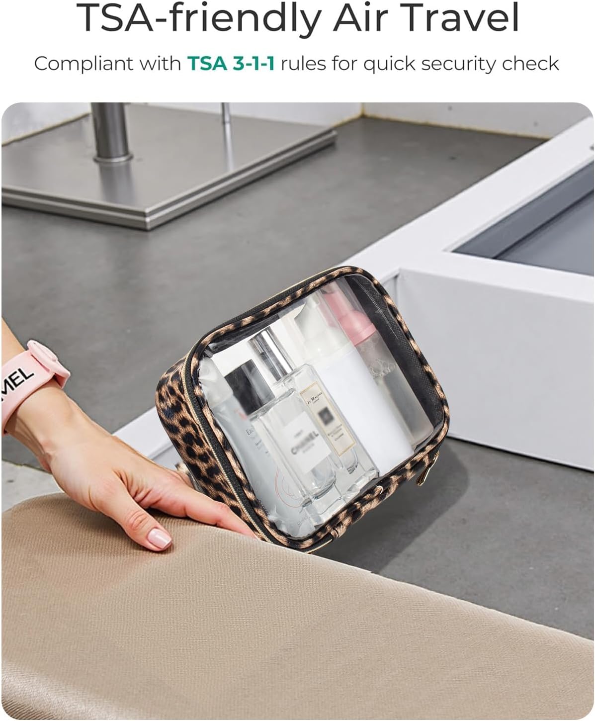 3 Pack Clear Toiletry Bag for Women, TSA Approved Organizer for Travel Size Toiletries Carry on Travel Accessories Bag Airport Airline Compliant Bag Makeup Bag Zipper Pouch Set