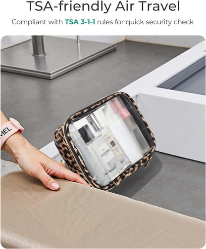 3 Pack Clear Toiletry Bag for Women, TSA Approved Organizer for Travel Size Toiletries Carry on Travel Accessories Bag Airport Airline Compliant Bag Makeup Bag Zipper Pouch Set