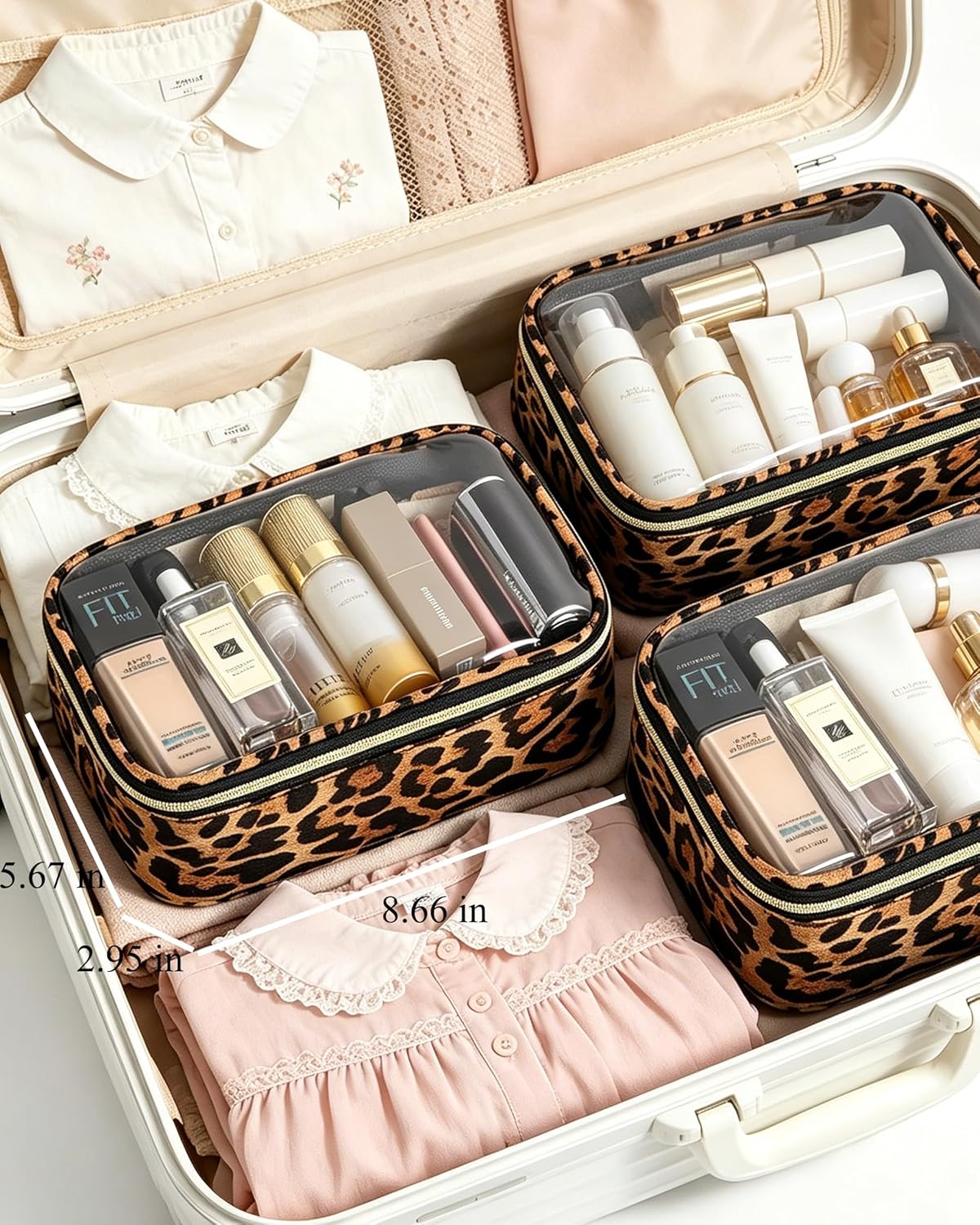 3 Pack Clear Toiletry Bag for Women, TSA Approved Organizer for Travel Size Toiletries Carry on Travel Accessories Bag Airport Airline Compliant Bag Makeup Bag Zipper Pouch Set
