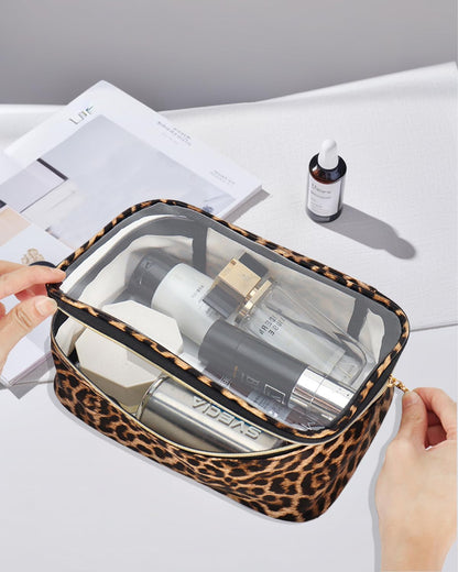 3 Pack Clear Toiletry Bag for Women, TSA Approved Organizer for Travel Size Toiletries Carry on Travel Accessories Bag Airport Airline Compliant Bag Makeup Bag Zipper Pouch Set