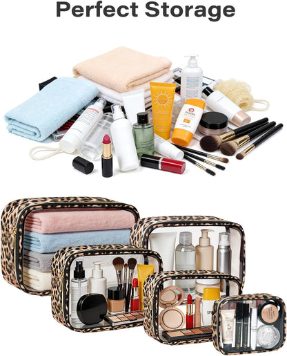 3 Pack Clear Toiletry Bag for Women, TSA Approved Organizer for Travel Size Toiletries Carry on Travel Accessories Bag Airport Airline Compliant Bag Makeup Bag Zipper Pouch Set