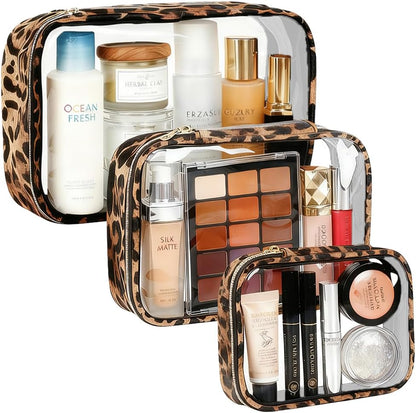 3 Pack Clear Toiletry Bag for Women, TSA Approved Organizer for Travel Size Toiletries Carry on Travel Accessories Bag Airport Airline Compliant Bag Makeup Bag Zipper Pouch Set