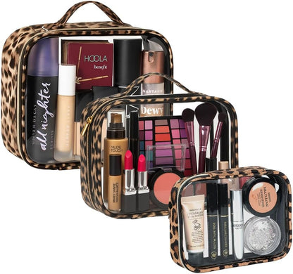 3 Pack Clear Toiletry Bag for Women, TSA Approved Organizer for Travel Size Toiletries Carry on Travel Accessories Bag Airport Airline Compliant Bag Makeup Bag Zipper Pouch Set