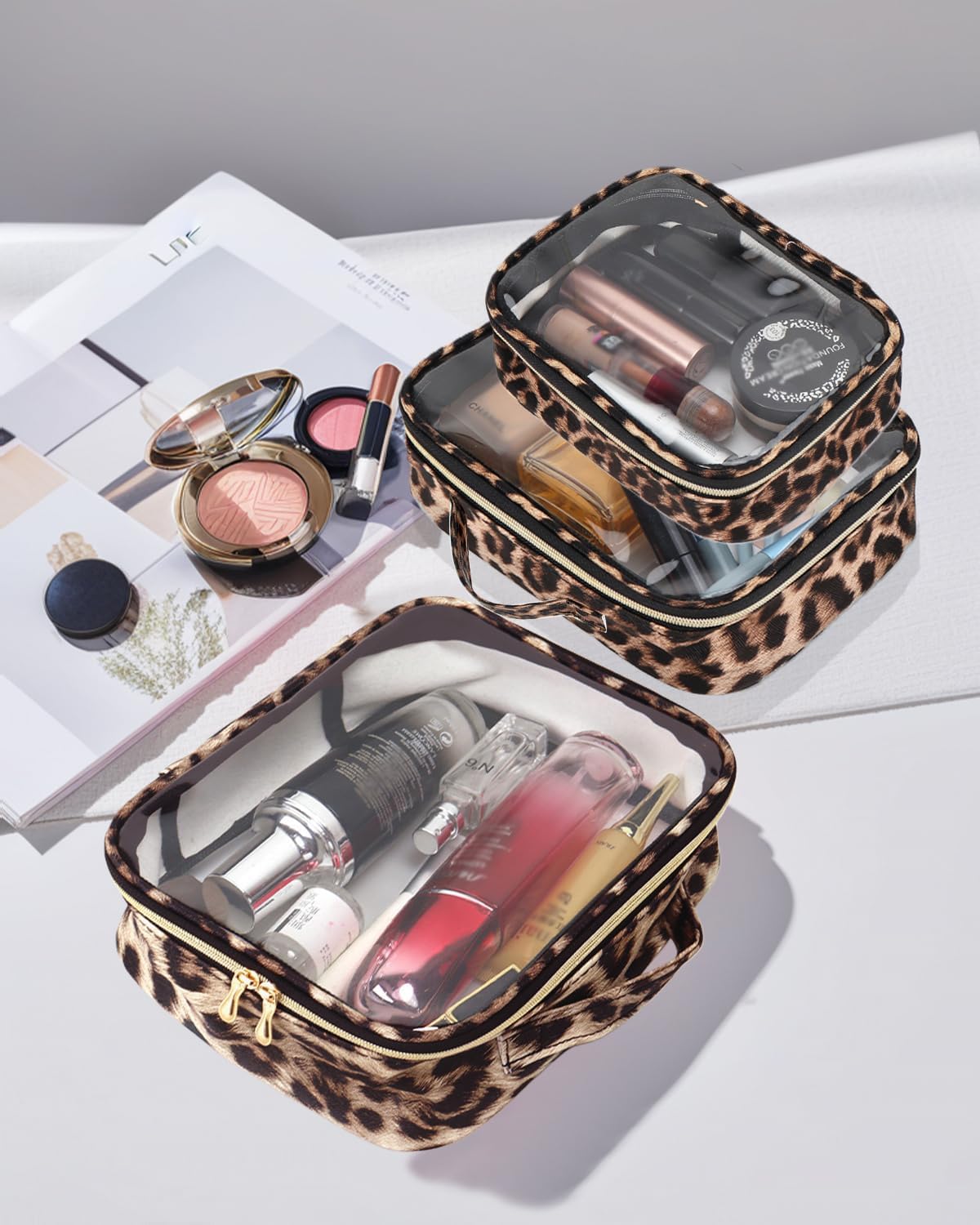 3 Pack Clear Toiletry Bag for Women, TSA Approved Organizer for Travel Size Toiletries Carry on Travel Accessories Bag Airport Airline Compliant Bag Makeup Bag Zipper Pouch Set