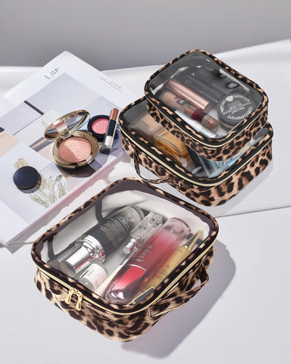 3 Pack Clear Toiletry Bag for Women, TSA Approved Organizer for Travel Size Toiletries Carry on Travel Accessories Bag Airport Airline Compliant Bag Makeup Bag Zipper Pouch Set