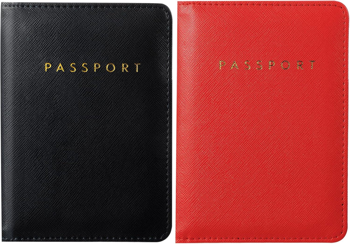 2 Pcs Passport Cover Holder for Travel Waterproof Leather Passport Wallet Case Book Travel Cruise Essentials for Women Men | 2 Pieces
