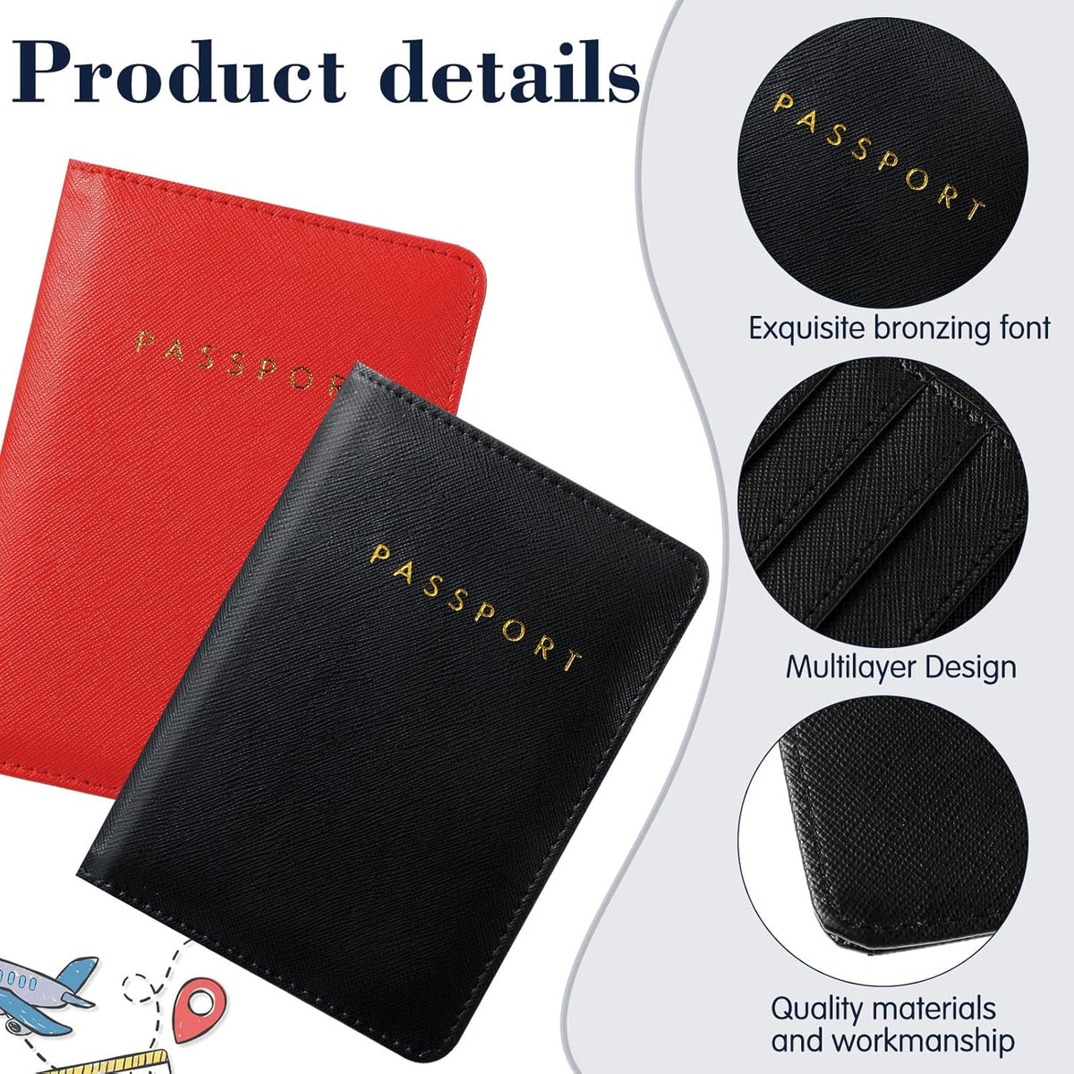 2 Pcs Passport Cover Holder for Travel Waterproof Leather Passport Wallet Case Book Travel Cruise Essentials for Women Men | 2 Pieces