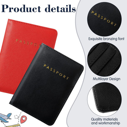 2 Pcs Passport Cover Holder for Travel Waterproof Leather Passport Wallet Case Book Travel Cruise Essentials for Women Men | 2 Pieces