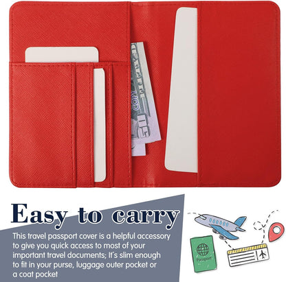 2 Pcs Passport Cover Holder for Travel Waterproof Leather Passport Wallet Case Book Travel Cruise Essentials for Women Men | 2 Pieces