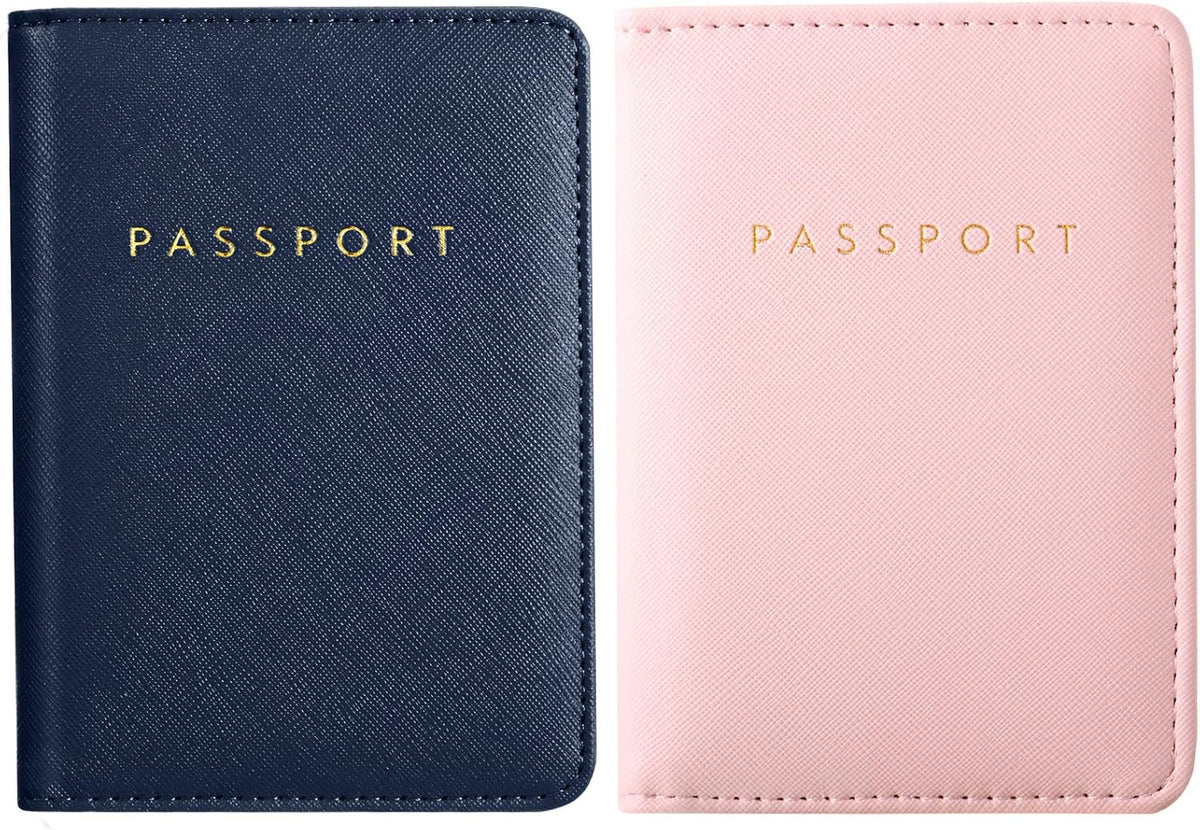2 Pcs Passport Cover Holder for Travel Waterproof Leather Passport Wallet Case Book Travel Cruise Essentials for Women Men | 2 Pieces