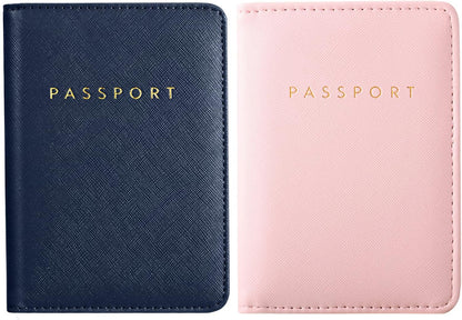 2 Pcs Passport Cover Holder for Travel Waterproof Leather Passport Wallet Case Book Travel Cruise Essentials for Women Men | 2 Pieces