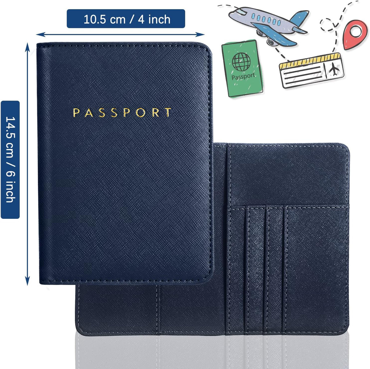 2 Pcs Passport Cover Holder for Travel Waterproof Leather Passport Wallet Case Book Travel Cruise Essentials for Women Men | 2 Pieces