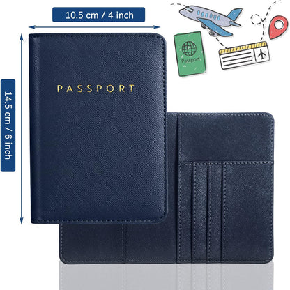 2 Pcs Passport Cover Holder for Travel Waterproof Leather Passport Wallet Case Book Travel Cruise Essentials for Women Men | 2 Pieces