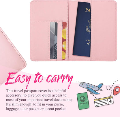 2 Pcs Passport Cover Holder for Travel Waterproof Leather Passport Wallet Case Book Travel Cruise Essentials for Women Men | 2 Pieces