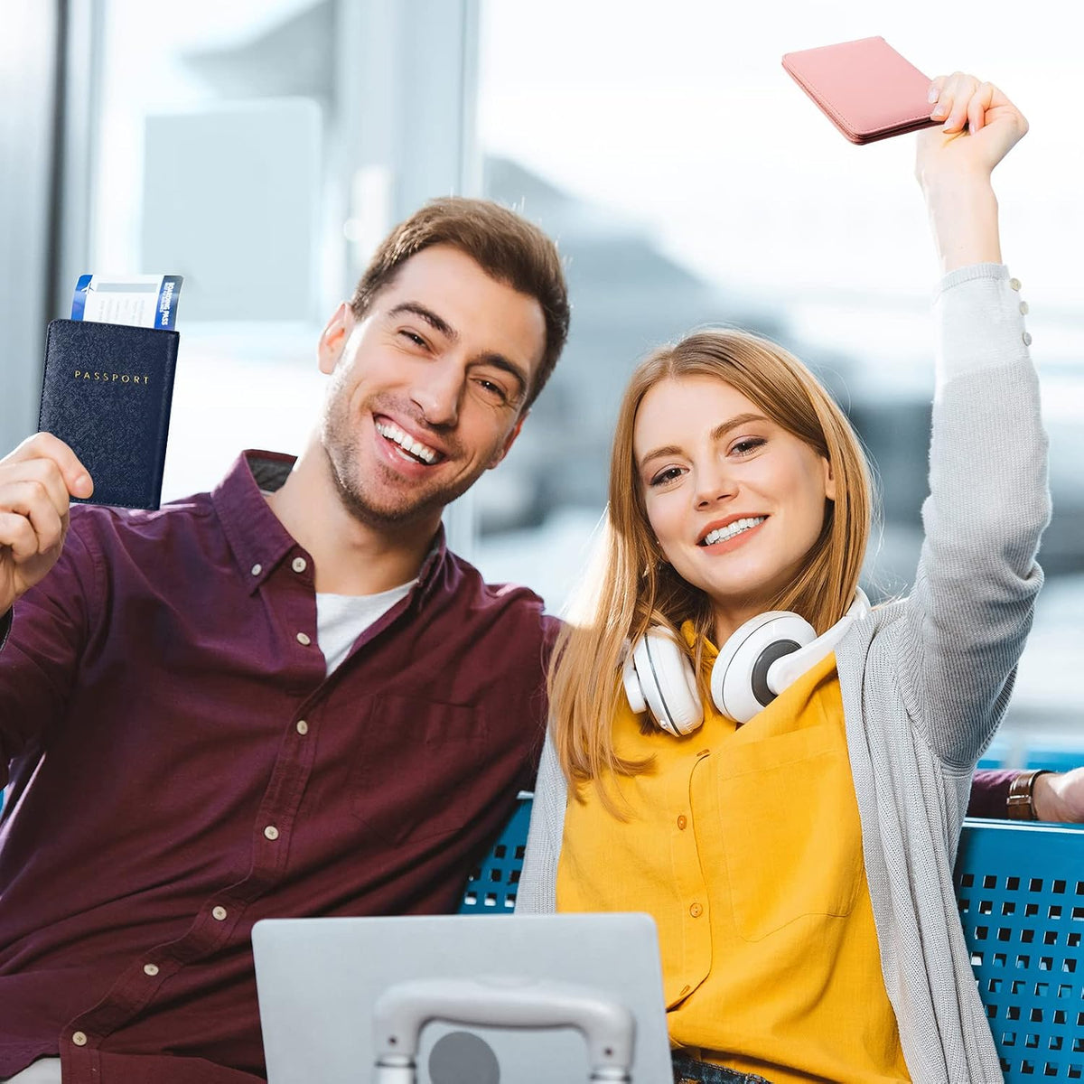 2 Pcs Passport Cover Holder for Travel Waterproof Leather Passport Wallet Case Book Travel Cruise Essentials for Women Men | 2 Pieces