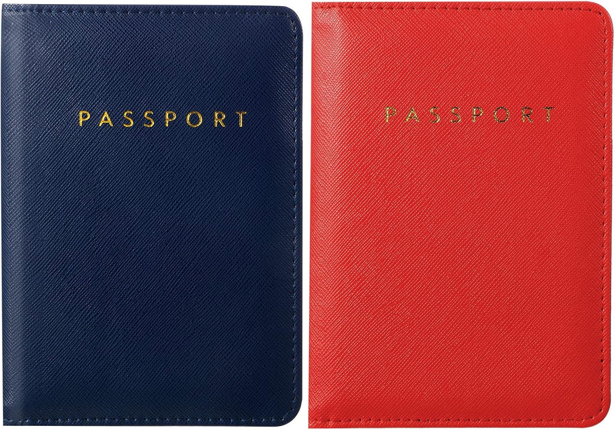 2 Pcs Passport Cover Holder for Travel Waterproof Leather Passport Wallet Case Book Travel Cruise Essentials for Women Men | 2 Pieces
