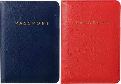 2 Pcs Passport Cover Holder for Travel Waterproof Leather Passport Wallet Case Book Travel Cruise Essentials for Women Men | 2 Pieces