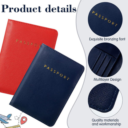 2 Pcs Passport Cover Holder for Travel Waterproof Leather Passport Wallet Case Book Travel Cruise Essentials for Women Men | 2 Pieces