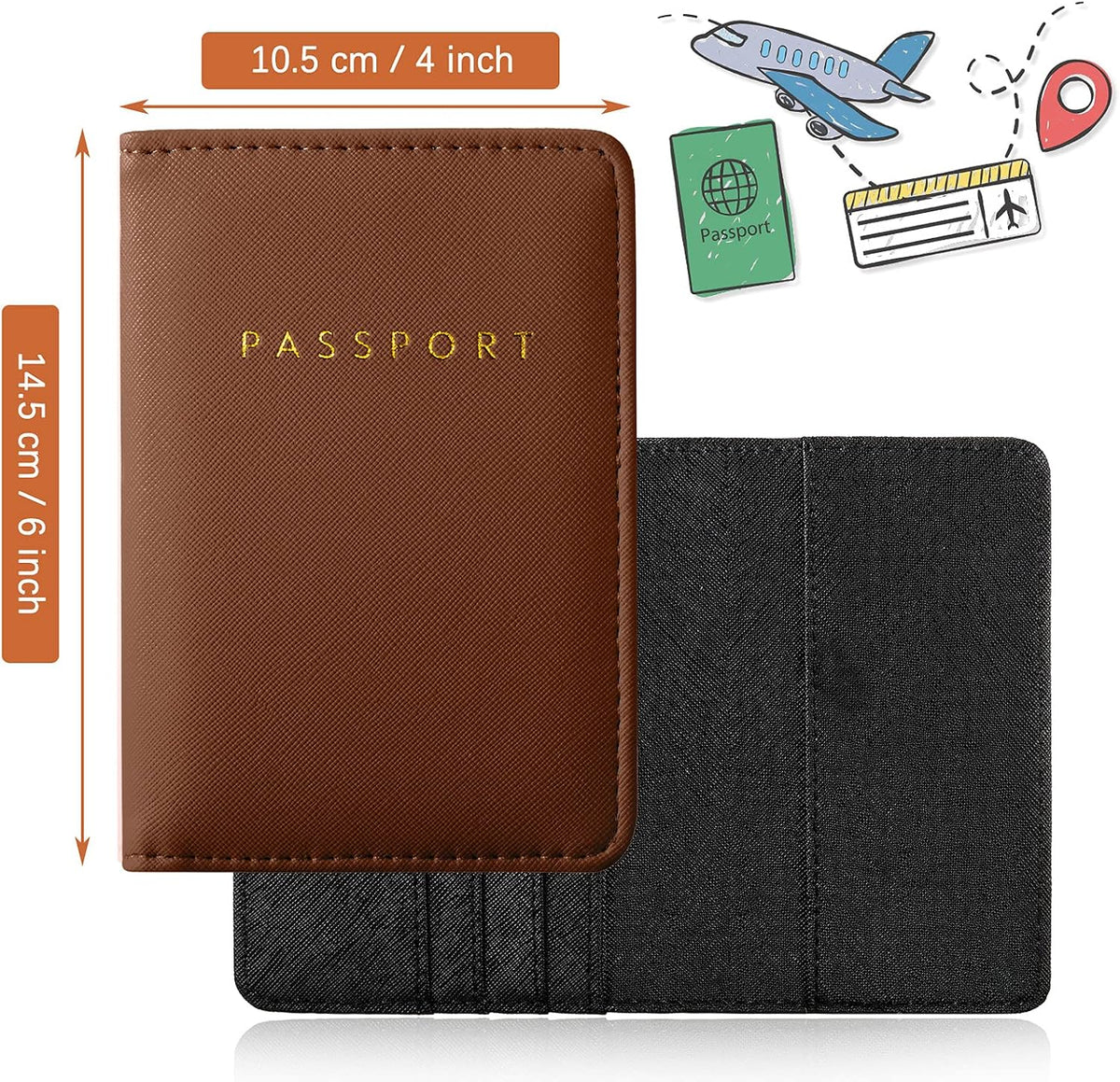 2 Pcs Passport Cover Holder for Travel Waterproof Leather Passport Wallet Case Book Travel Cruise Essentials for Women Men | 2 Pieces