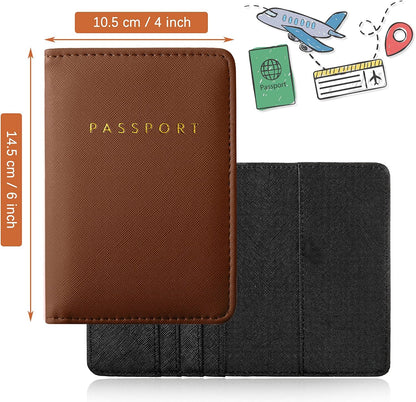 2 Pcs Passport Cover Holder for Travel Waterproof Leather Passport Wallet Case Book Travel Cruise Essentials for Women Men | 2 Pieces