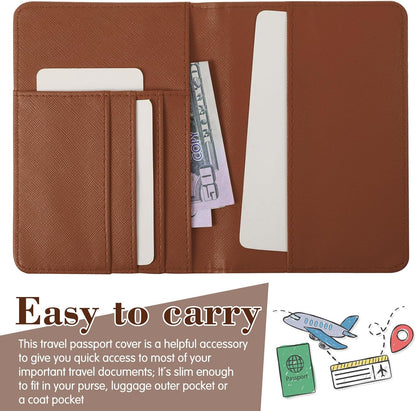 2 Pcs Passport Cover Holder for Travel Waterproof Leather Passport Wallet Case Book Travel Cruise Essentials for Women Men | 2 Pieces