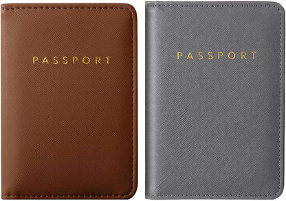 2 Pcs Passport Cover Holder for Travel Waterproof Leather Passport Wallet Case Book Travel Cruise Essentials for Women Men | 2 Pieces