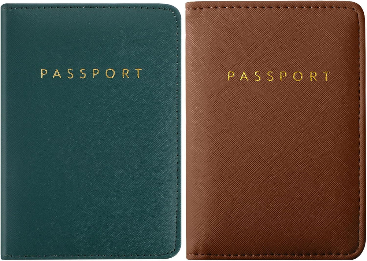 2 Pcs Passport Cover Holder for Travel Waterproof Leather Passport Wallet Case Book Travel Cruise Essentials for Women Men | 2 Pieces