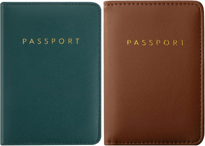 2 Pcs Passport Cover Holder for Travel Waterproof Leather Passport Wallet Case Book Travel Cruise Essentials for Women Men | 2 Pieces