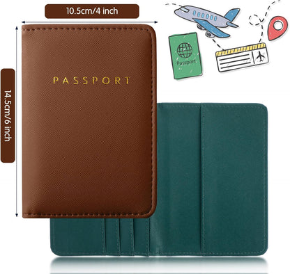 2 Pcs Passport Cover Holder for Travel Waterproof Leather Passport Wallet Case Book Travel Cruise Essentials for Women Men | 2 Pieces