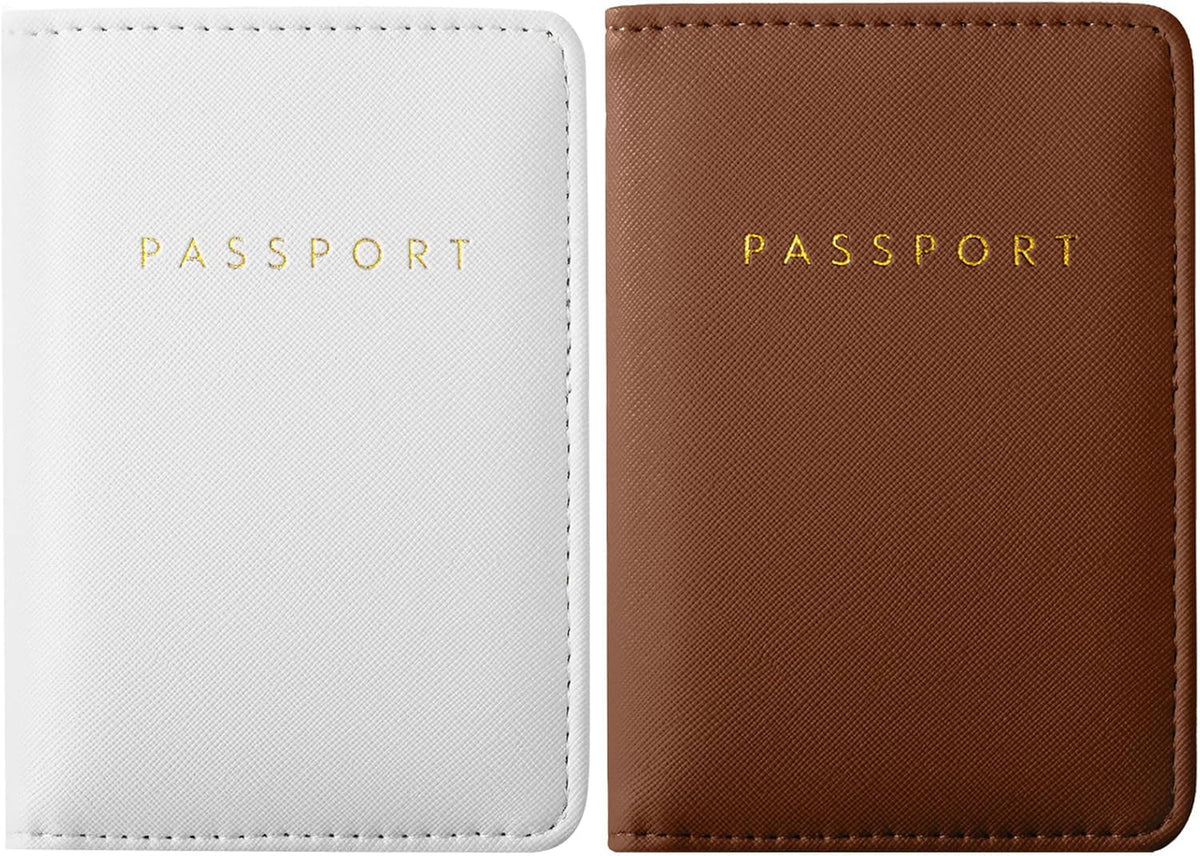2 Pcs Passport Cover Holder for Travel Waterproof Leather Passport Wallet Case Book Travel Cruise Essentials for Women Men | 2 Pieces
