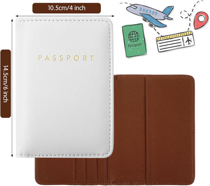 2 Pcs Passport Cover Holder for Travel Waterproof Leather Passport Wallet Case Book Travel Cruise Essentials for Women Men | 2 Pieces