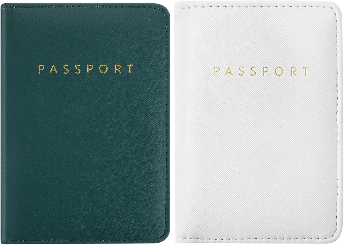 2 Pcs Passport Cover Holder for Travel Waterproof Leather Passport Wallet Case Book Travel Cruise Essentials for Women Men | 2 Pieces