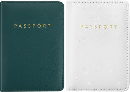 2 Pcs Passport Cover Holder for Travel Waterproof Leather Passport Wallet Case Book Travel Cruise Essentials for Women Men | 2 Pieces