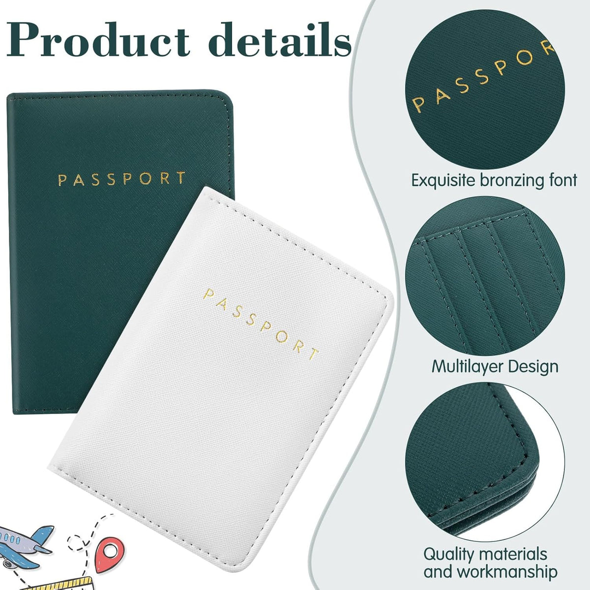 2 Pcs Passport Cover Holder for Travel Waterproof Leather Passport Wallet Case Book Travel Cruise Essentials for Women Men | 2 Pieces