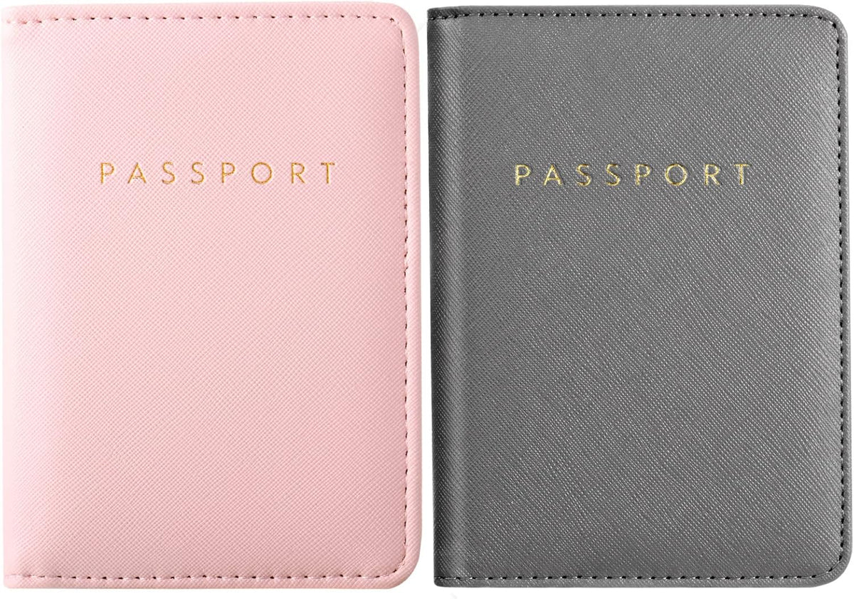 2 Pcs Passport Cover Holder for Travel Waterproof Leather Passport Wallet Case Book Travel Cruise Essentials for Women Men | 2 Pieces
