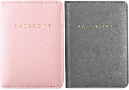 2 Pcs Passport Cover Holder for Travel Waterproof Leather Passport Wallet Case Book Travel Cruise Essentials for Women Men | 2 Pieces