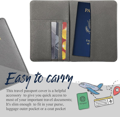 2 Pcs Passport Cover Holder for Travel Waterproof Leather Passport Wallet Case Book Travel Cruise Essentials for Women Men | 2 Pieces