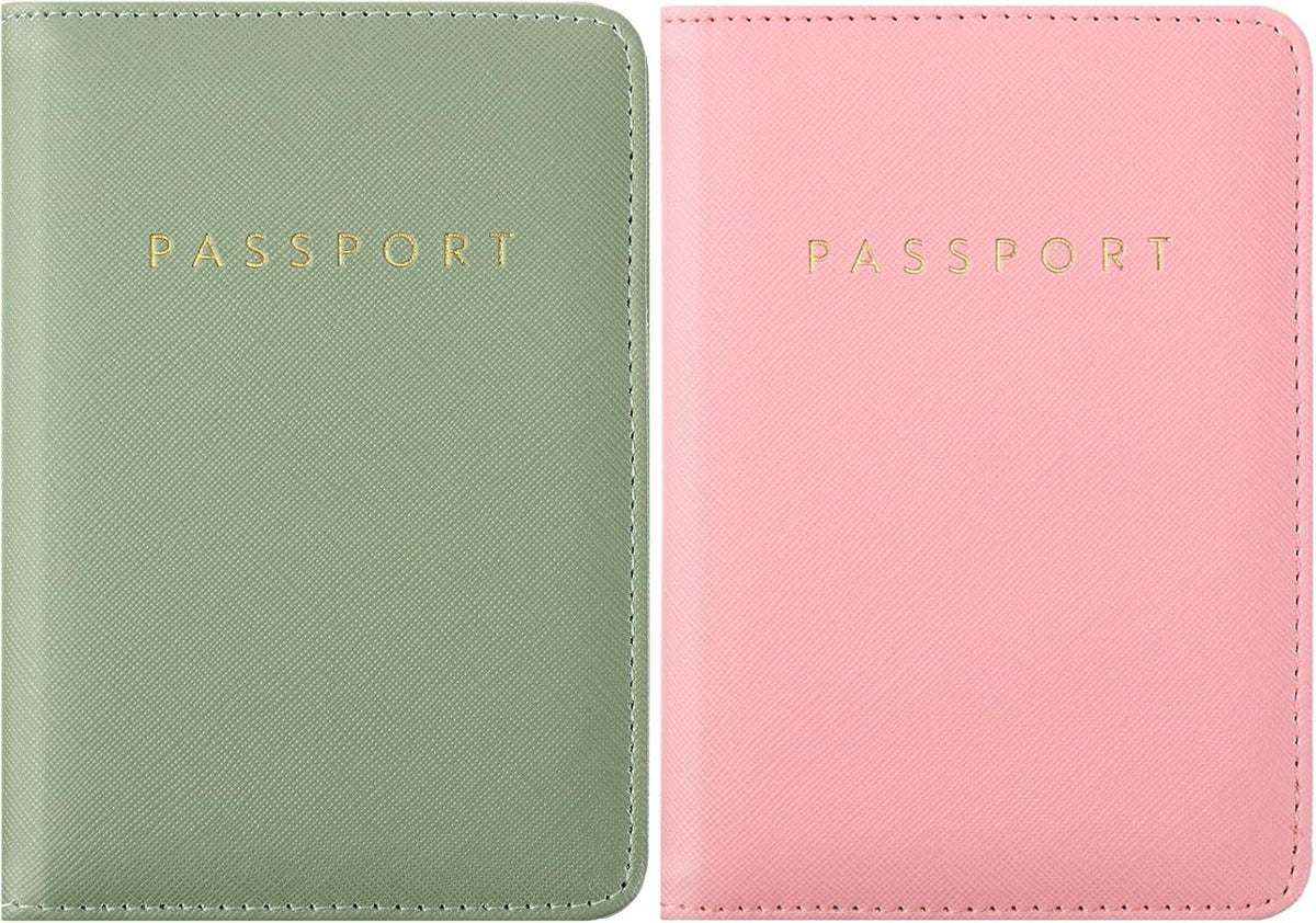 2 Pcs Passport Cover Holder for Travel Waterproof Leather Passport Wallet Case Book Travel Cruise Essentials for Women Men | 2 Pieces