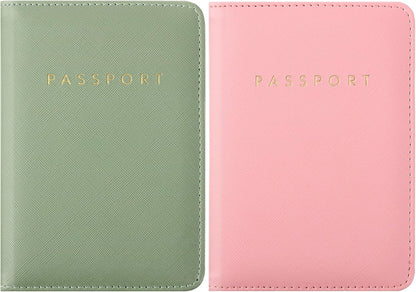 2 Pcs Passport Cover Holder for Travel Waterproof Leather Passport Wallet Case Book Travel Cruise Essentials for Women Men | 2 Pieces