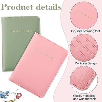 2 Pcs Passport Cover Holder for Travel Waterproof Leather Passport Wallet Case Book Travel Cruise Essentials for Women Men | 2 Pieces